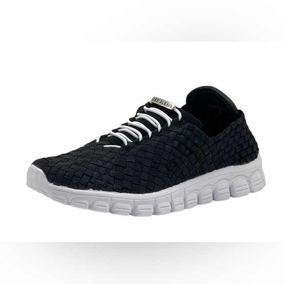 Zee Alexis Shoes - Women’s Black and White Zee Alexis Woven Sneakers